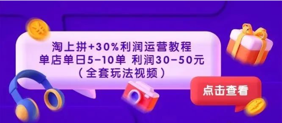 【789期】淘上拼+30%利润运营教程